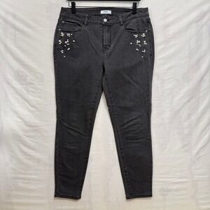 Kensie Jeans Skinny Pants Womens 10/30 Black Pearl Embellished High Rise